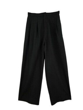 Christian Francis Roth Wool Wide Leg Pants 8 Black Pleated Career